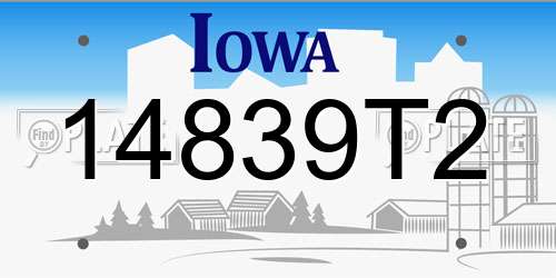 14839T2 Iowa License Plate