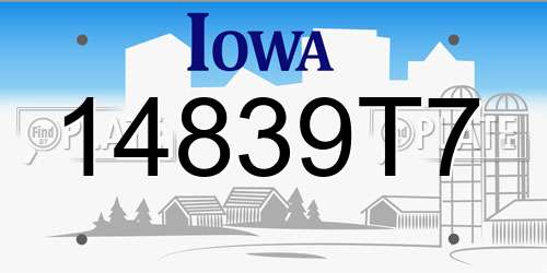 14839T7 Iowa License Plate