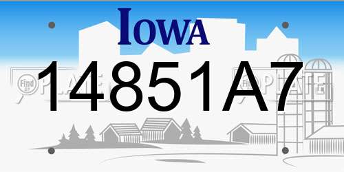 14851A7 Iowa License Plate