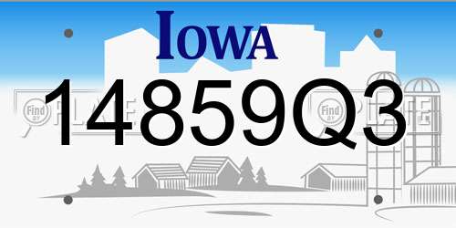 14859Q3 Iowa License Plate