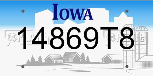 14869T8 Iowa License Plate