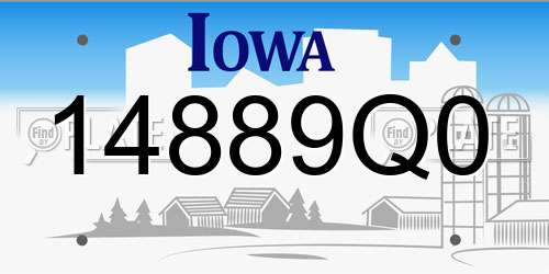 14889Q0 Iowa License Plate