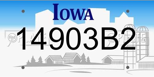14903B2 Iowa License Plate