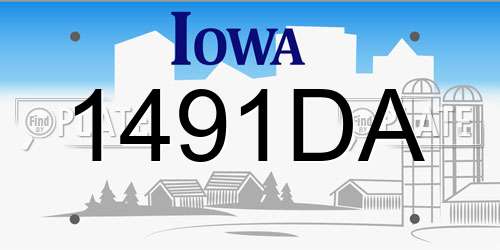 1491DA Iowa License Plate