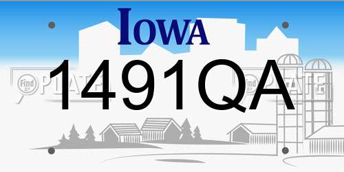 1491QA Iowa License Plate