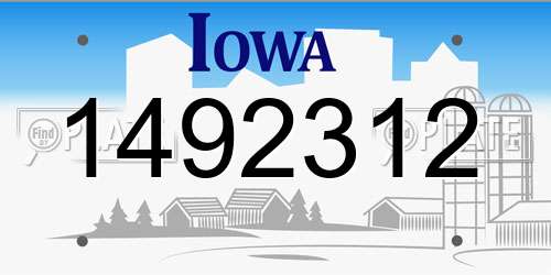 1492312 Iowa License Plate