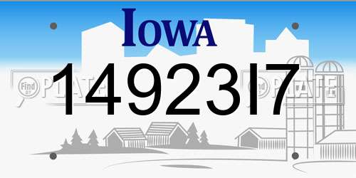 14923I7 Iowa License Plate