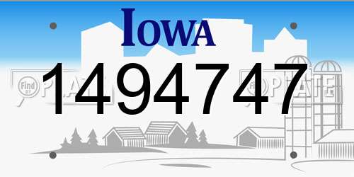 1494747 Iowa License Plate
