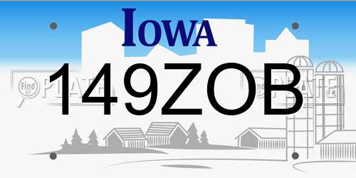 149ZOB Iowa License Plate