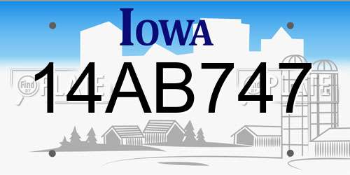 14AB747 Iowa License Plate