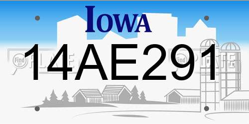 14AE291 Iowa License Plate