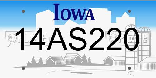 14AS220 Iowa License Plate