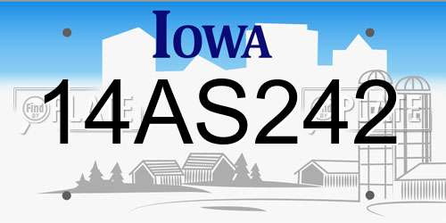 14AS242 Iowa License Plate