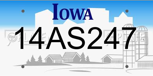 14AS247 Iowa License Plate