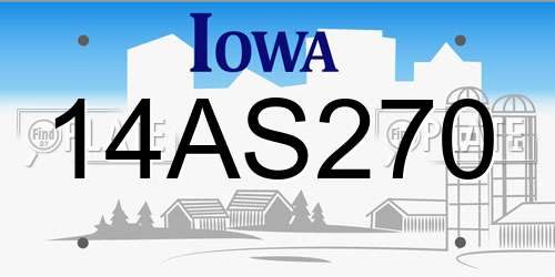 14AS270 Iowa License Plate