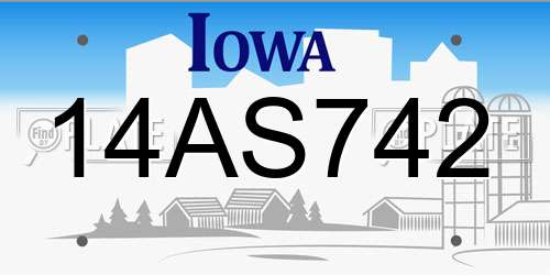 14AS742 Iowa License Plate