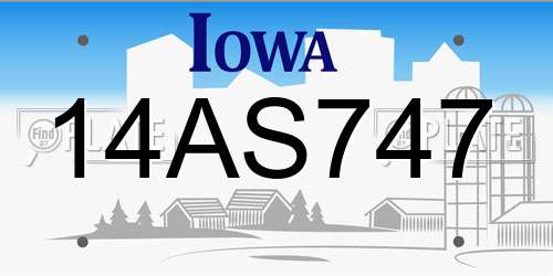 14AS747 Iowa License Plate