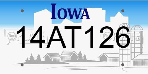 14AT126 Iowa License Plate