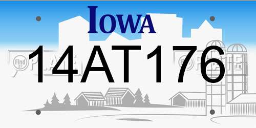 14AT176 Iowa License Plate