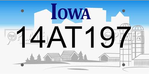 14AT197 Iowa License Plate