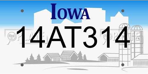 14AT314 Iowa License Plate