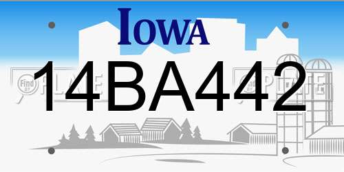 14BA442 Iowa License Plate