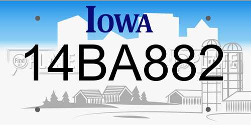 14BA882 Iowa License Plate