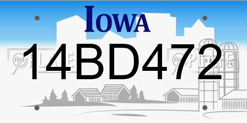 14BD472 Iowa License Plate