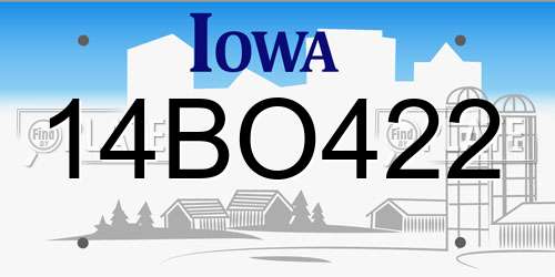 14BO422 Iowa License Plate