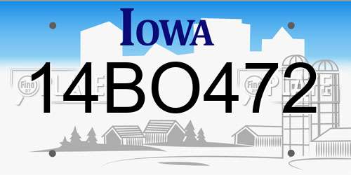 14BO472 Iowa License Plate