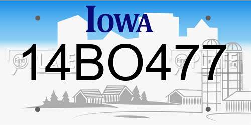 14BO477 Iowa License Plate