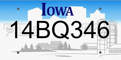 14BQ346 Iowa License Plate