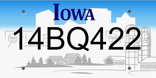 14BQ422 Iowa License Plate