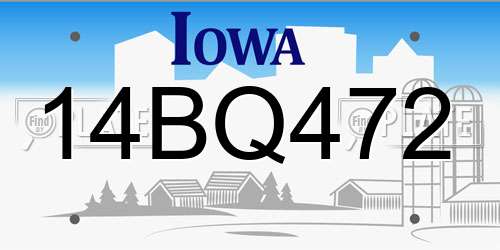 14BQ472 Iowa License Plate