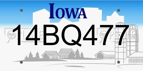 14BQ477 Iowa License Plate