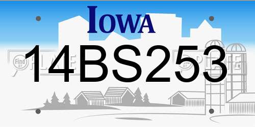 14BS253 Iowa License Plate