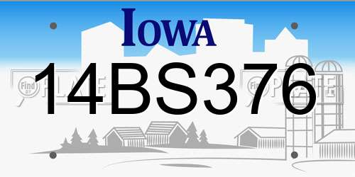 14BS376 Iowa License Plate