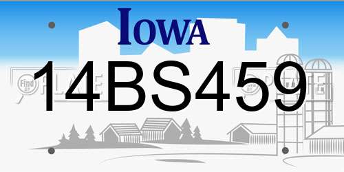 14BS459 Iowa License Plate