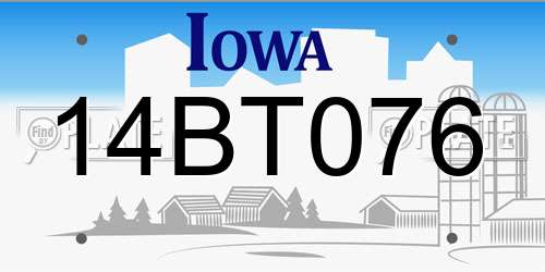 14BT076 Iowa License Plate