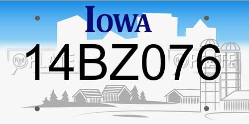 14BZ076 Iowa License Plate
