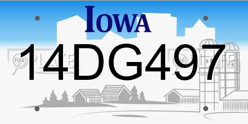 14DG497 Iowa License Plate