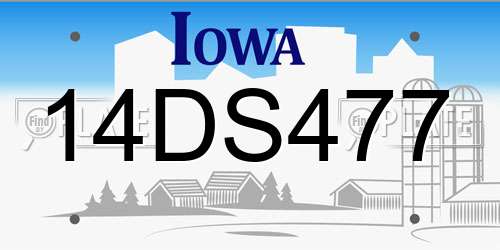 14DS477 Iowa License Plate