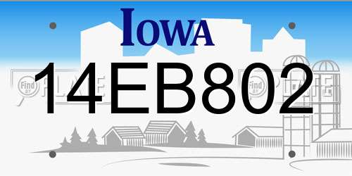 14EB802 Iowa License Plate
