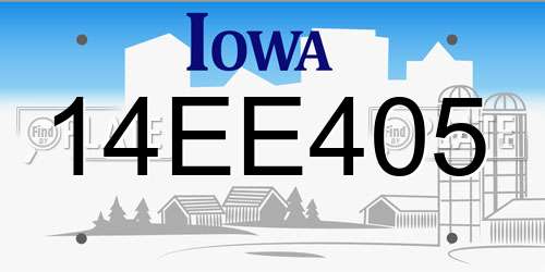 14EE405 Iowa License Plate