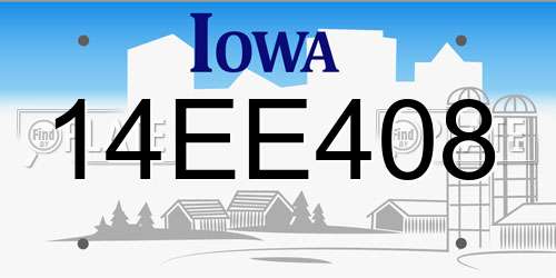 14EE408 Iowa License Plate