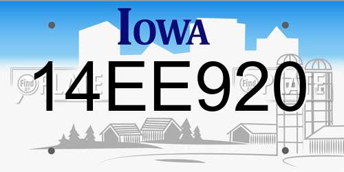 14EE920 Iowa License Plate