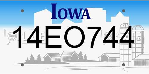 14EO744 Iowa License Plate