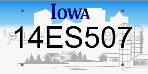 14ES507 Iowa License Plate