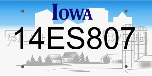 14ES807 Iowa License Plate