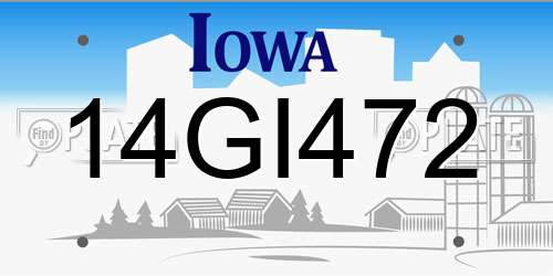 14GI472 Iowa License Plate